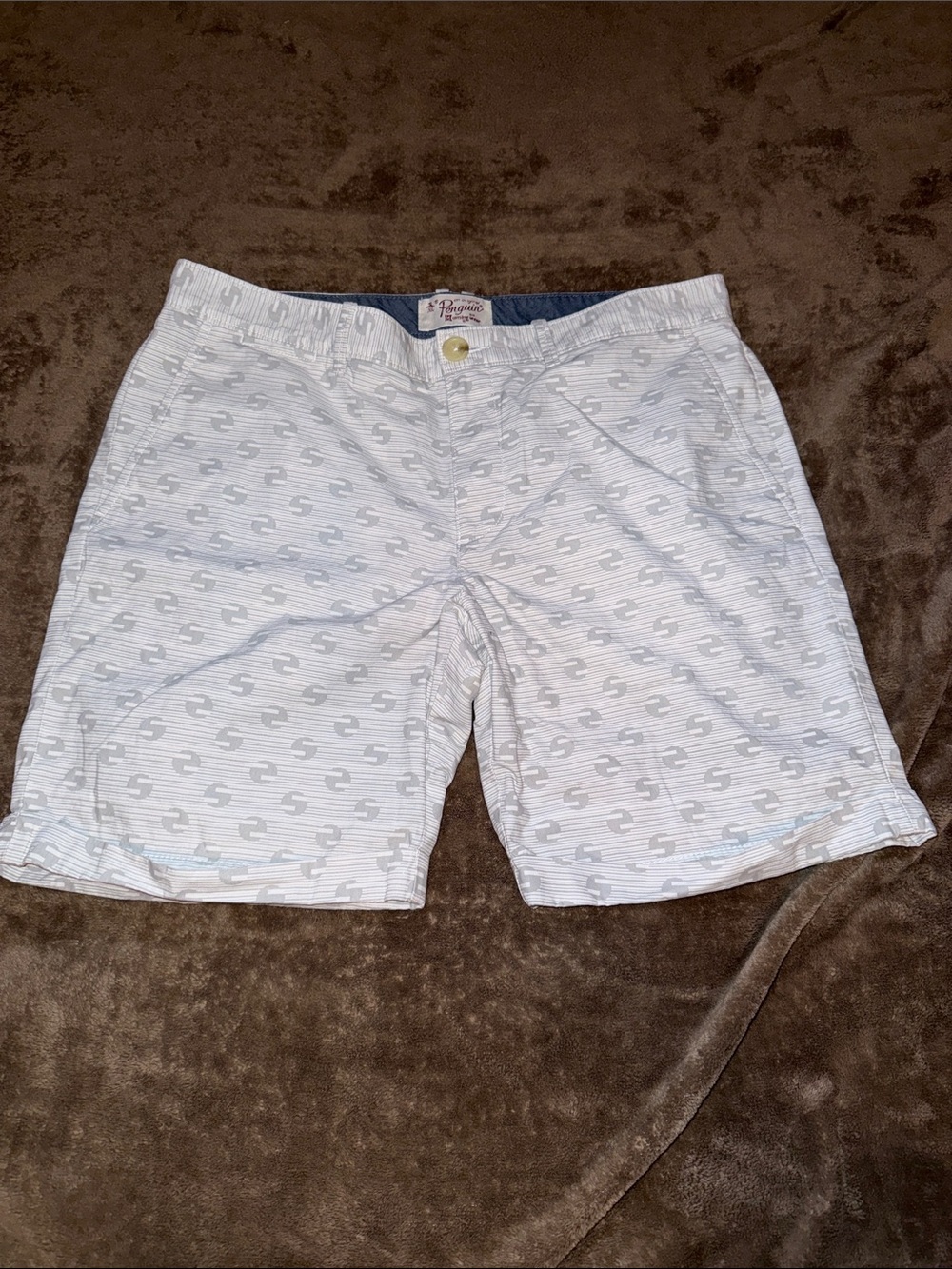 Original Penguin Light Blue and White Shorts
